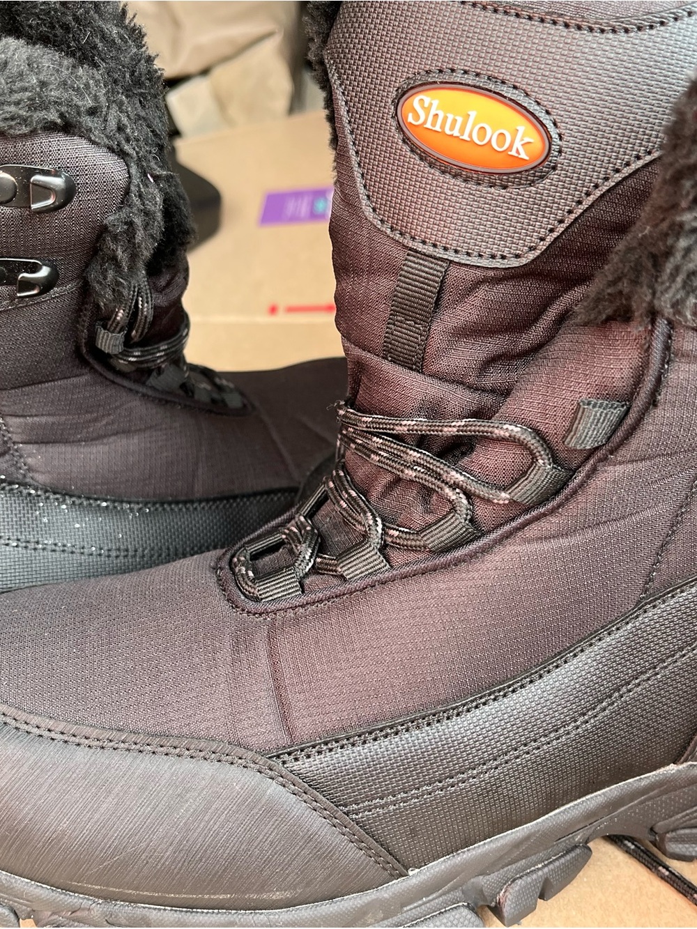 Shulook Black Winter Lace-Up Boots